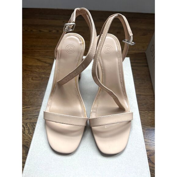 NIB Urban Outfitters Stella Thin Strap Heel in Nude Women's Size 7 - Picture 1 of 11